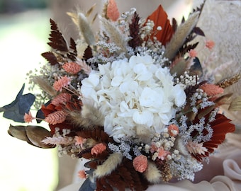 Bouquet fleur séchée PALM SPRINGS couleur automne terracotta et or, bouquet mariage thème Coachella, cadeau éco-responsable fleur naturelle