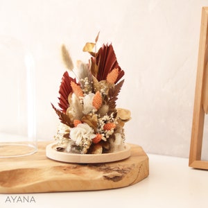 COACHELLA VALLEY decoratieve stolp met gedroogde bloemen in terracotta en goud, eeuwige bloem onder glazen stolp, herfst interieurdecoratie afbeelding 5