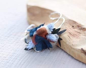 SAMANTHA bracelet dried and preserved flowers blue terracotta boho wedding bride wrist accessory