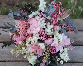 Mazzetti Di Fiori Secchi Decorativi - Mix Rosa, Cotone, Eucalipto, Margherita, Altezza 12-14 Cm, Per Casa