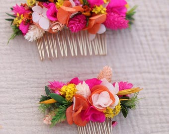 BAYA dried flower hair comb tropical boho wedding hair accessory floral bridal comb bridesmaid ceremony hair piece