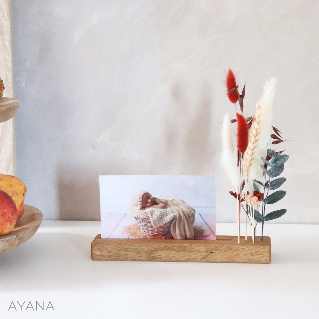 Oak Photo Holder COLORADO With Dried and Preserved Flowers, Noble ...