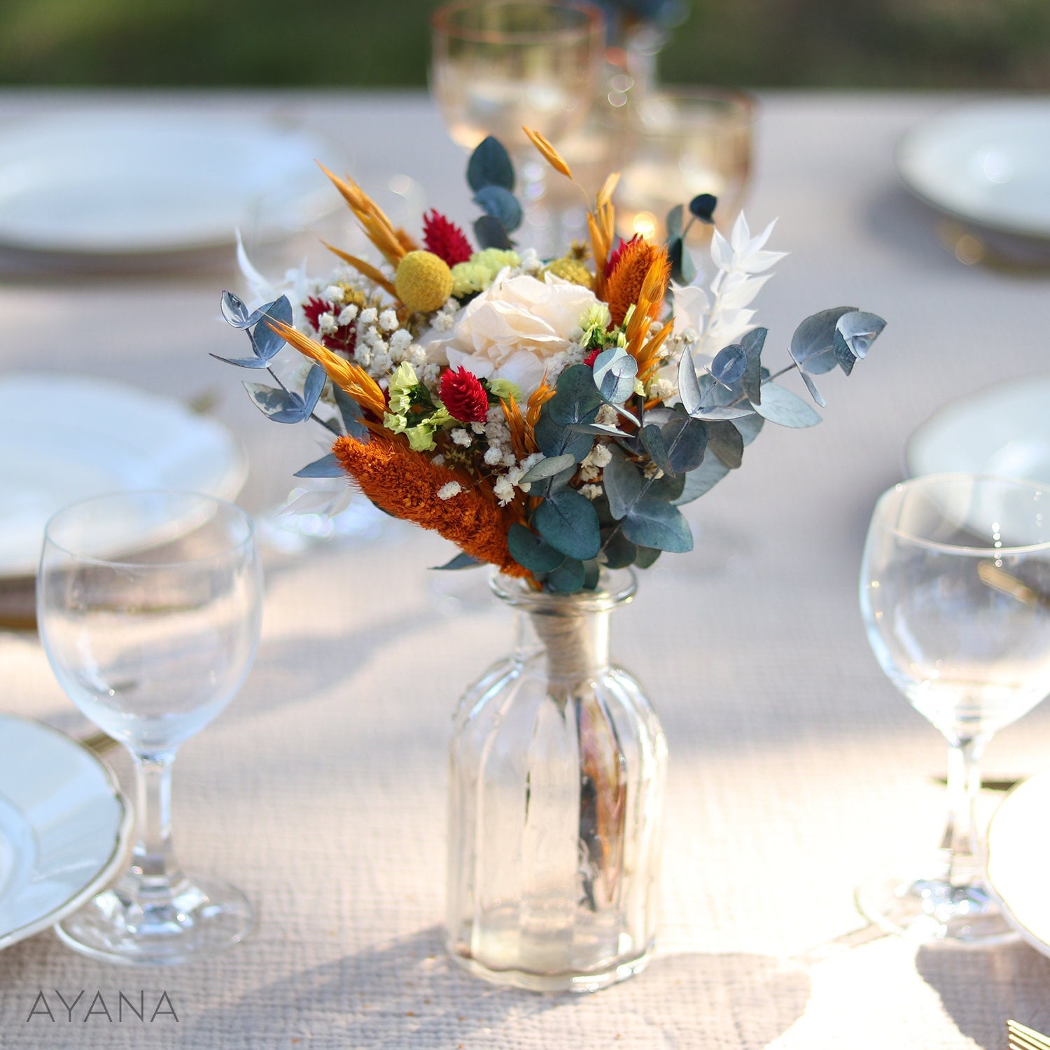 HUAESIN 30 Fiori Secchi Naturali Arancioni - Bouchet Decorativo Per Vasi, Composizioni Floreali Per Casa - Foto 6