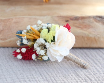 Boutonniere MINUTIE groom accessory dried and preserved flowers for summer boho wedding, country wedding accessory