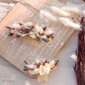 Hair comb ROSITA dried and preserved flowers terracotta shade boho wedding, Hairdressing comb natural flower sustainable country wedding