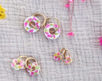 BAYA Dried Flower Resin Earrings – Gold Hoop Boho Wedding Earrings, Heart Flower or Ring, Bridesmaid Jewelry