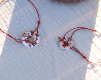 ROSITA Nylon Thread Bracelet – Resin Flower or Ring, Boho Wedding Jewelry, Bridesmaids, Bride, Terracotta Peach Gift
