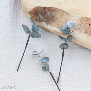 Preserved eucalyptus hairpin Country bride hairstyle, boho spirit hairpin, hair accessory natural flowers for your braid and bun