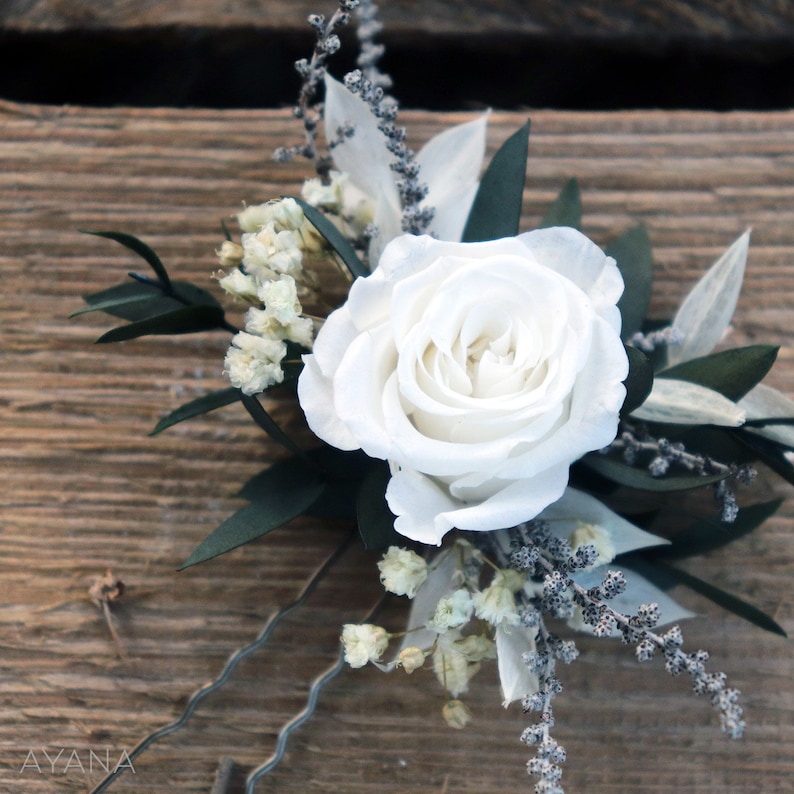 Epingle à cheveux CANDY, accessoire coiffure mariage fleur séchée et stabilisée, barrette cheveux rose et gypsophile demoiselle d'honneur image 4