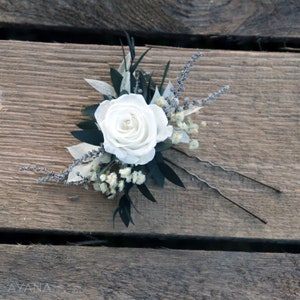 Epingle à cheveux CANDY, accessoire coiffure mariage fleur séchée et stabilisée, barrette cheveux rose et gypsophile demoiselle d'honneur image 3