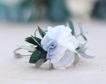 ANCOLIE silver bridal bracelet dried flowers wedding bracelet boho floral cuff bridesmaid bracelet ceremony accessory