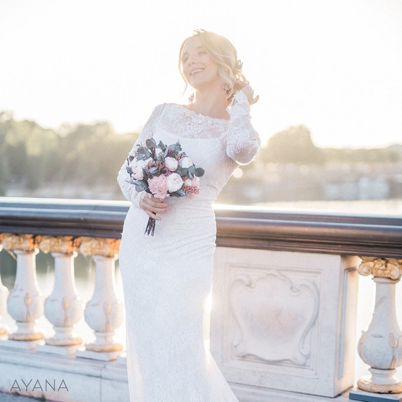 Bouquet de mariée PARIS en pivoines et roses naturelles éternelles, bouquet en fleurs séchées et stabilisées pour mariage bohème image 6