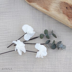 Preserved Hydrangea hair accessory for your hair, flowered peak for braid or bun, preserved natural flower wedding hair accessory image 9