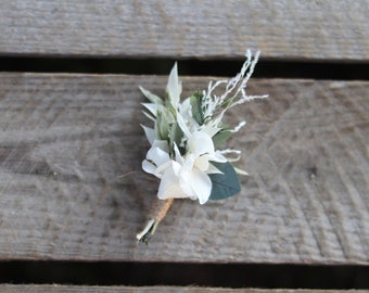 Boutonnière mariage bohème GENTILLESSE, accessoire mariage homme fleurs séchées et stabilisées, broche naturelle pour marié, cadeau témoins