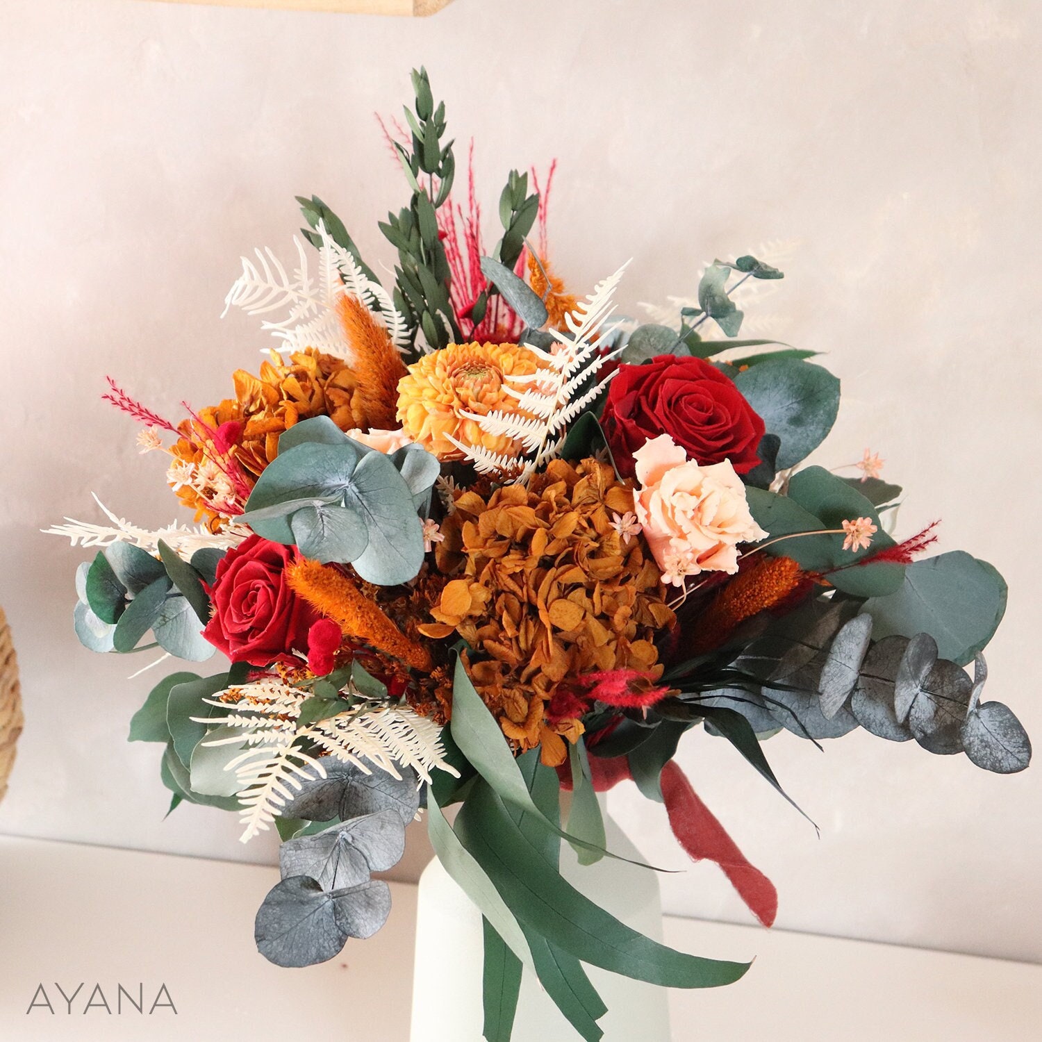 Bouquet Vancouver Fleur Séchée et Stabilisée Couleur Ocre Terracotta Livraison Domicile Bouquet Fleu