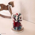 TANGO Eternal red rose under a glass bell eco-responsible trendy gift for Christmas and Valentine's Day or for traditional Christmas decor