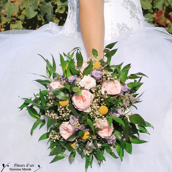 Bouquet Florence Bouquet Mariage Romantique En Roses Naturelles Stabilisées Bouquet De Roses Anglaises Au Cœur Rappelant La Pivoine