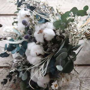 Bouquet NICE with dried and preserved flower, boho wedding bouquet, cotton flower bouquet, Best gift idea 2nd wedding anniversary image 3