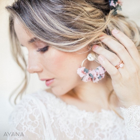 PAULINE Creoles joyas de flores naturales secas y - Etsy España PAULINE Creoles joyas de flores naturales secas y - Etsy España