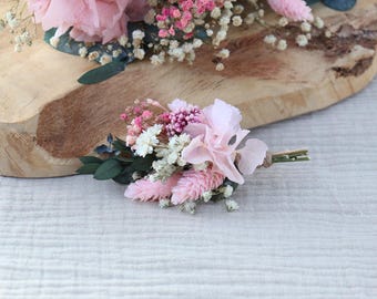 LIESSE Boutonniere – Boho Dried Flowers, Wedding, Bridal Shower, Baptism, Pastel, Romantic Groom Accessory