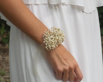 DIY bracelet BOHEME in preserved flowers, mini bouquet preserved Baby's Breath for bride witnesses  bridesmaids,guest, wedding present