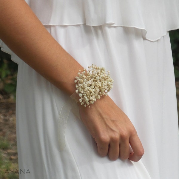 Bracelet DIY BOHEME en fleurs stabilisées, bracelet cadeau témoins et demoiselles d'honneur fleurs séchées mariage bohème