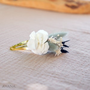 GIULIANA click-clac style hair barrette dried flower for children and adults,  sage green hair accessory for wedding baptism communion