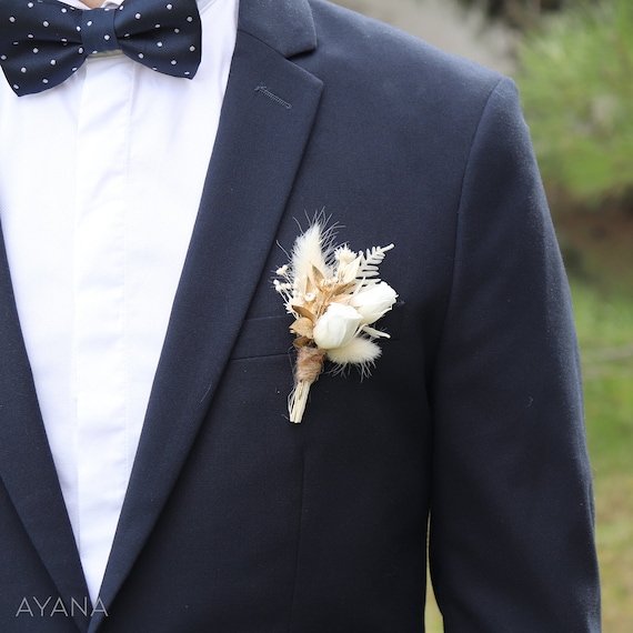 Boutonnière CHIC broche costume de marié fleurs séchées et - Etsy France