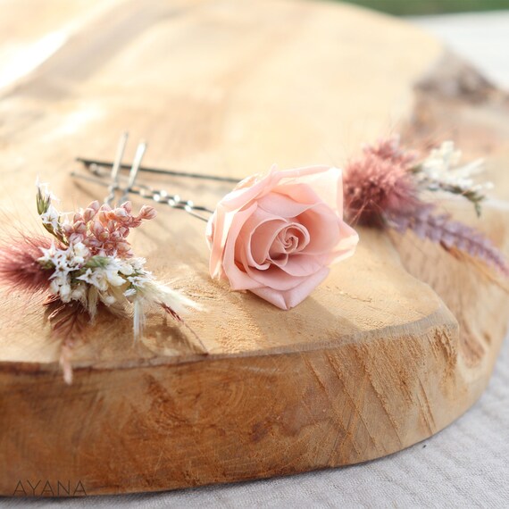 4 forcine per capelli a forma di rosa, da sposa, per matrimonio
