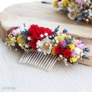 Boho hair combs CAMERON dried and preserved flowers summer wedding, Hairdressing comb dried field flowers country wedding
