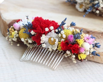 Boho hair combs CAMERON dried and preserved flowers summer wedding, Hairdressing comb dried field flowers country wedding