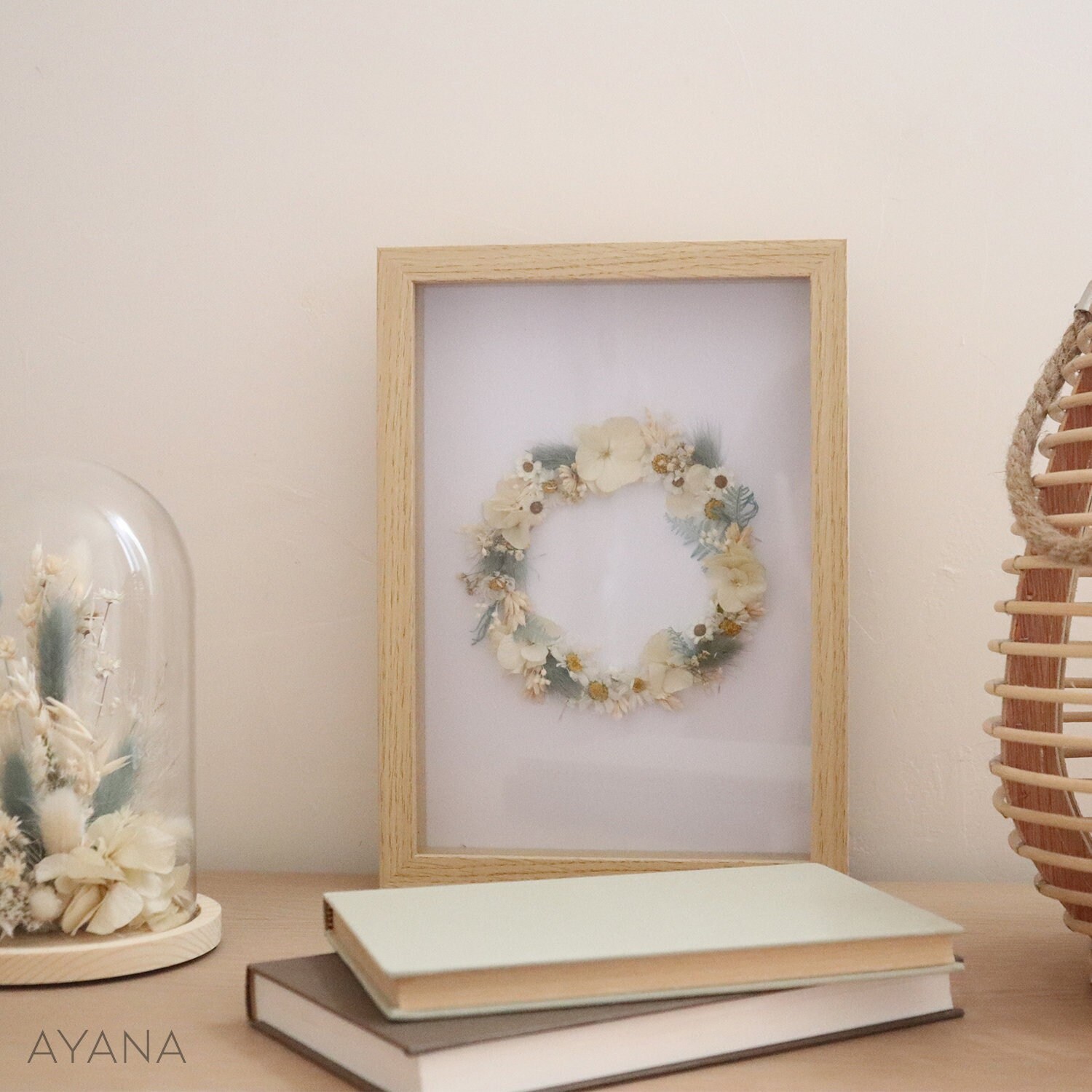 Herbier Cottagecore Fleurs Séchées Couleur Pastel Couronne Naturelles Stabilisées, Cadeau Artisanal 