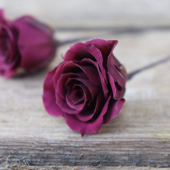 Mini pick rosa estabilizado flor natural para peinado - Etsy España