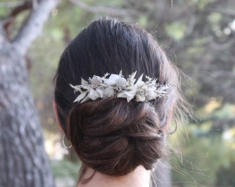 Peigne ROBYN fleur stabilisée coiffure mariage, peigne à cheveux fleurs séchées, accessoire cheveux mariage bohème fleurs naturelles