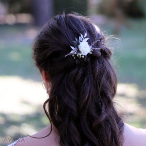 Epingle à cheveux CANDY, accessoire coiffure mariage fleur séchée et stabilisée, barrette cheveux rose et gypsophile demoiselle d'honneur image 6