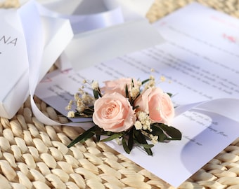 Bracelet DIY ROMANCE fleur stabilisée, Kit créatif mariage, réaliser les bracelets des demoiselles d'honneur, cadeau demande témoin femme