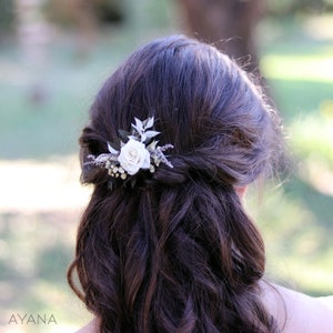 Epingle à cheveux CANDY, accessoire coiffure mariage fleur séchée et stabilisée, barrette cheveux rose et gypsophile demoiselle d'honneur image 5