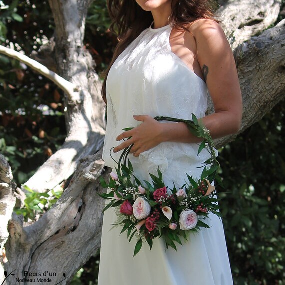 Bouquet San Francisco Bouquet De Mariée En Forme De Couronne En Fleurs Préservées Bouquet Esprit Attrape Rêves Pour Mariage Bohème