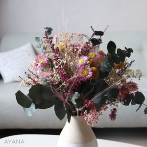 Dried flowers bouquet SAINT RAPHAËL, decoration bouquet of in dried and preserved natural flowers, mother&#39;s day gift, dried flowers deco