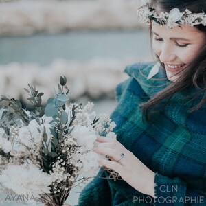 Bridal bouquet FREJUS, dried and preserved flowers, bohemian wedding bouquet with natural flowers, white hydrangea and eucalyptus bouquet image 3