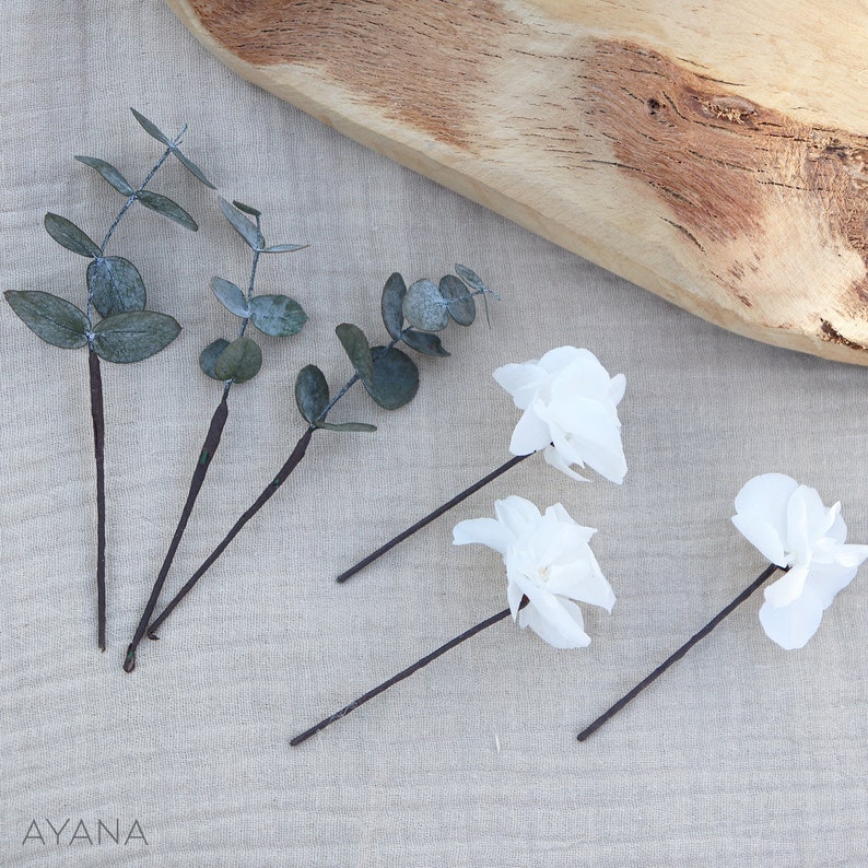 Preserved Hydrangea hair accessory for your hair, flowered peak for braid or bun, preserved natural flower wedding hair accessory image 10