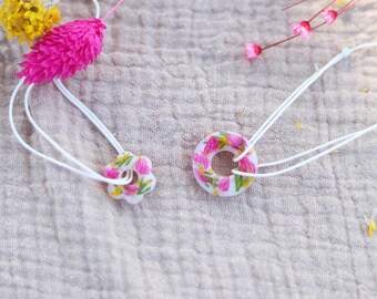 BAYA Nylon Cord Bracelet – Resin Flower or Ring, Boho Wedding Jewelry for Children and Adults, Fuchsia Yellow Green
