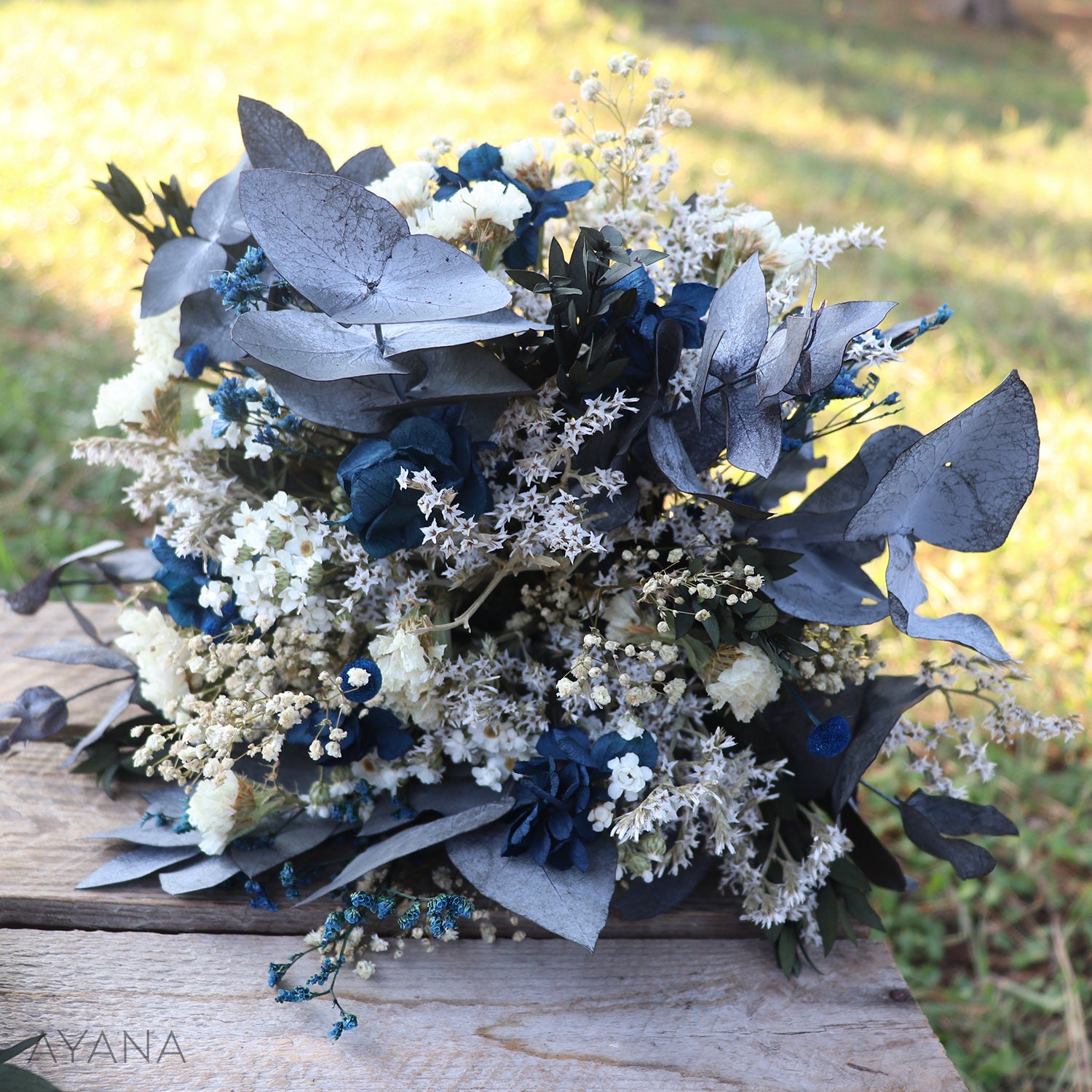 Blue Sky Preserved & Dried Flower Bouquet - Scentales's Flower on