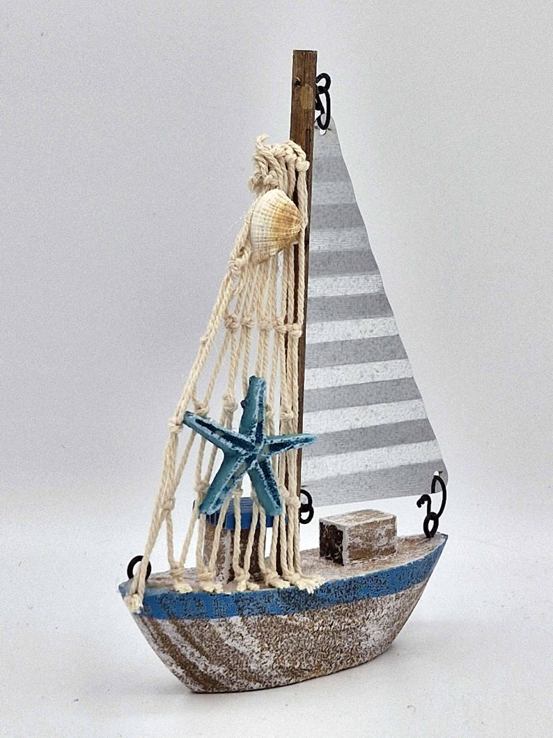 Wood & Tin Boat Ornament