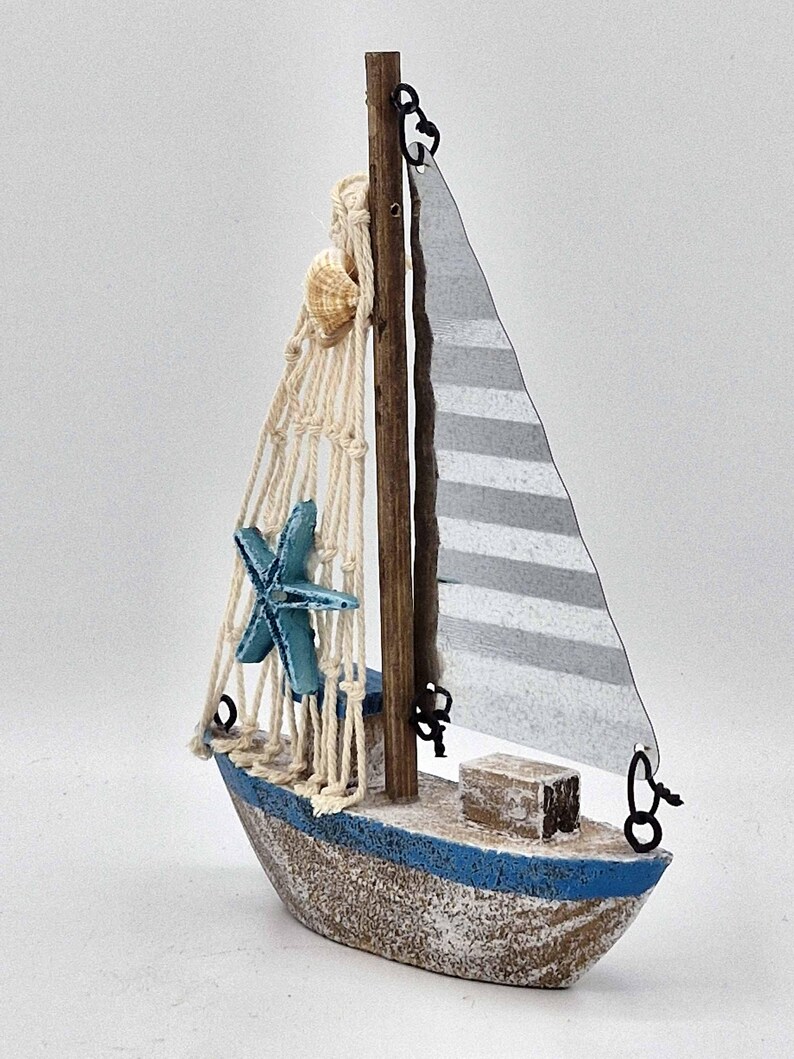 Wood & Tin Boat Ornament