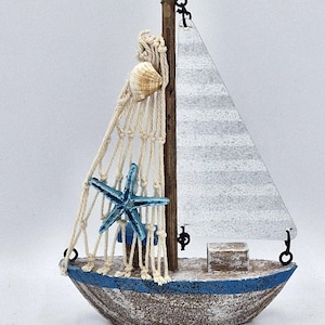 Wood & Tin Boat Ornament