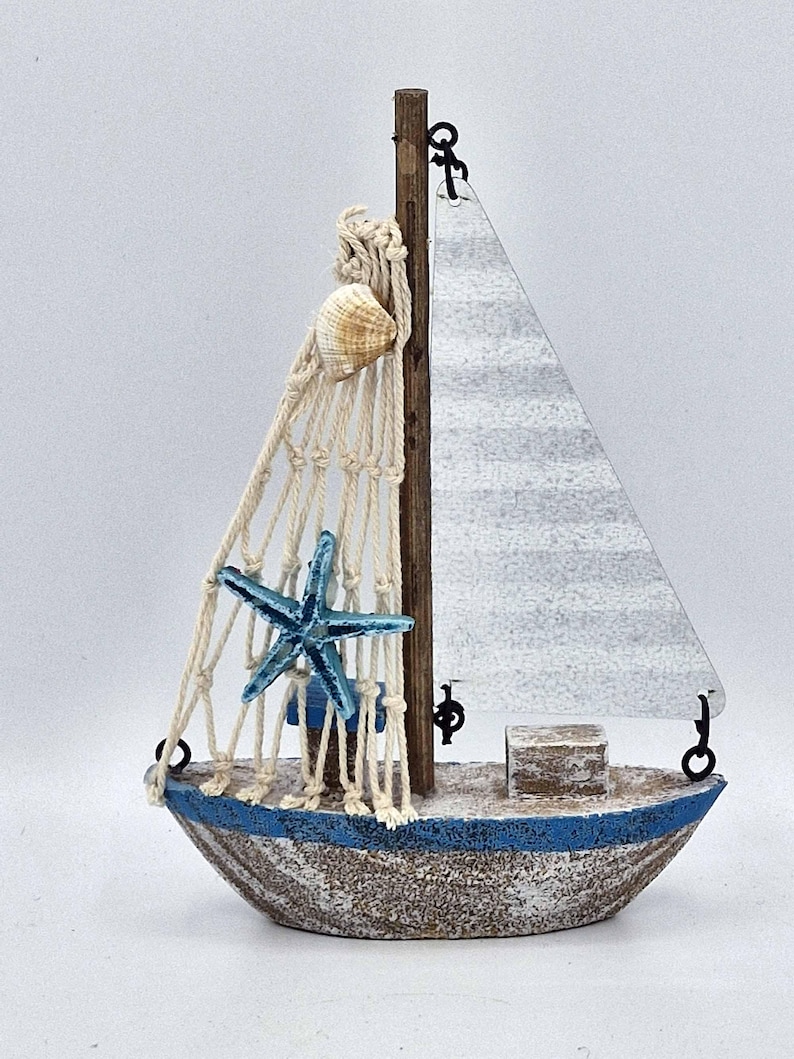 Wood & Tin Boat Ornament