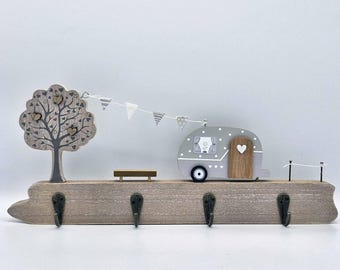 Wooden Caravan Key/Coat Hooks