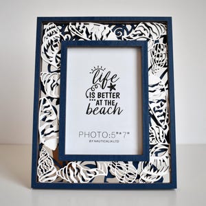 Navy Seashell Photo Frame