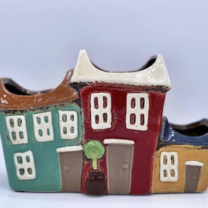Colourful Cottages Ceramic Planter